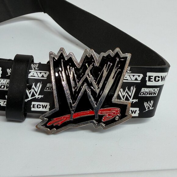 WWE Kids Youth Wrestling Belt + Logo Buckle ECX WWF RAW Smackdown Black 23"-27" - Picture 4 of 5